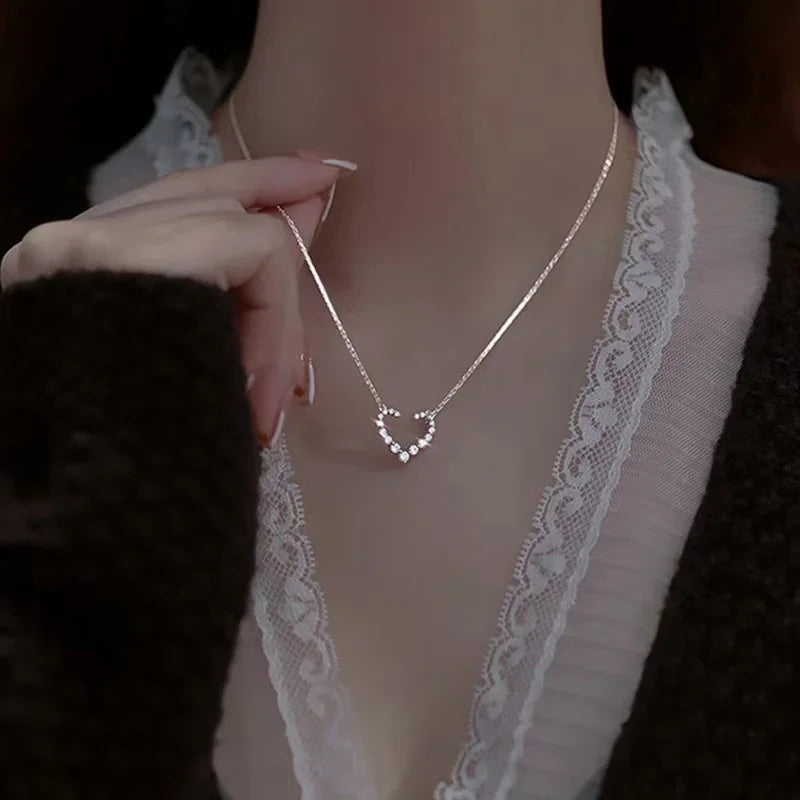 New Fashion Stainless Steel Peach Heart Pendant Y-Shaped Chain Tassel Necklace Women's High Quality Jewelry Party Gift Wholesale