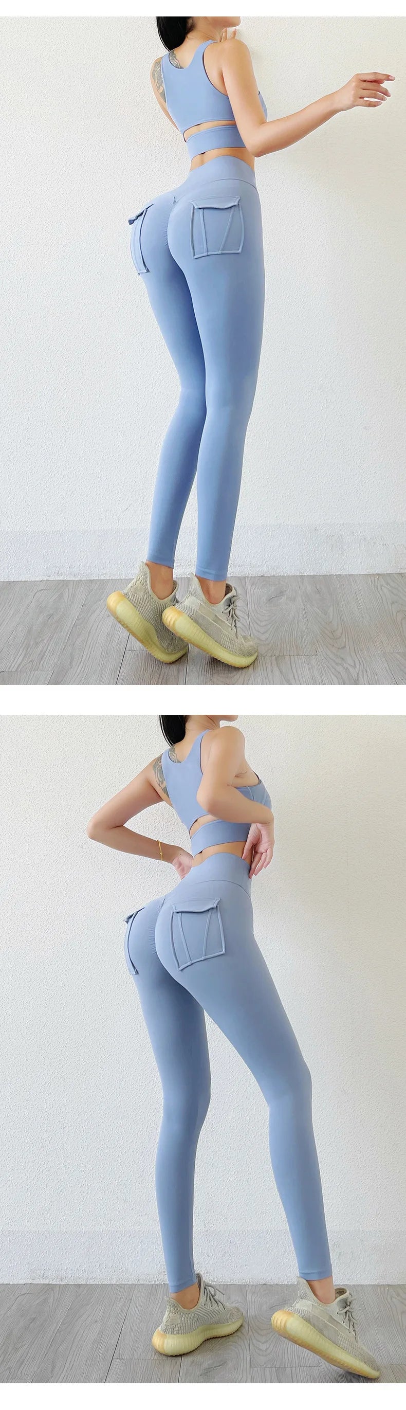 Nylon Leggings Women's Pants Sport Yoga Pants Sexy Tight High Waist Elastic Women's Panties Pocket legging High Workout