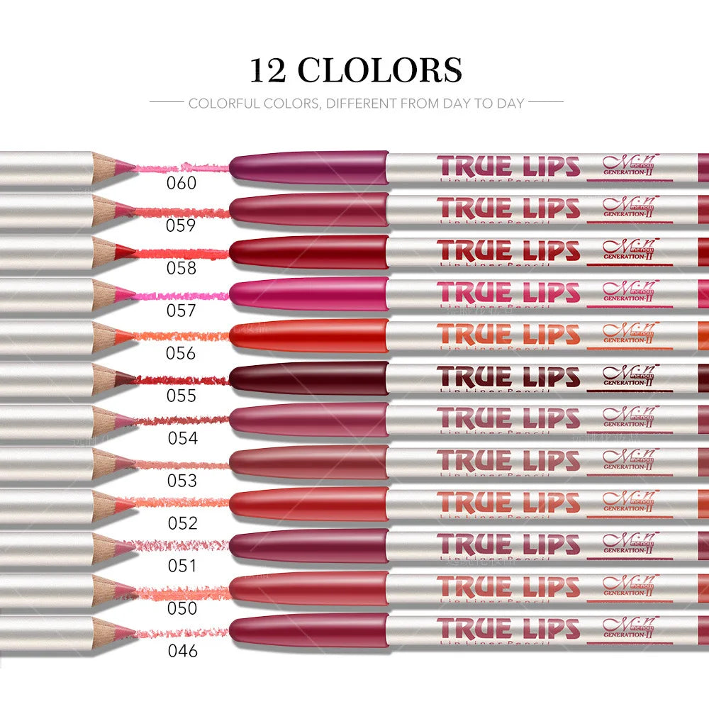 12 color Wood Lip Liner Pencil Long Lasting waterproof Matte Red Lip Pencil Lipstick Pencil Permanent Makeup Tattoo Accessories