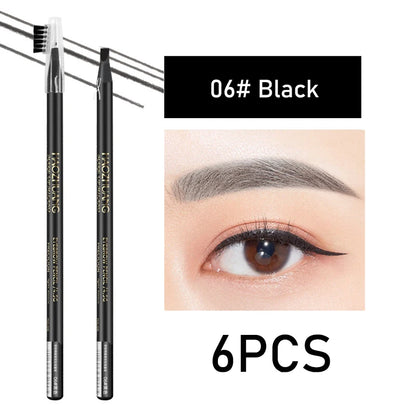 HAOZHUANG  8 Colors Pull Line Eyebrow Pencils with Soft Brush Waterproof Long Lasting Permanent Makeup Tattoo Accessories