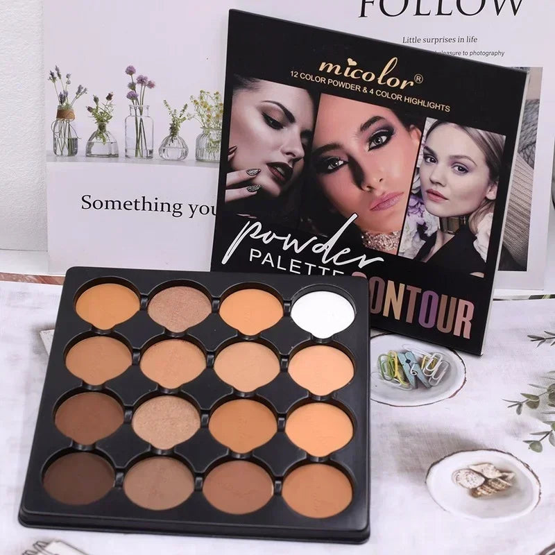 16 Colors Micolor Matte Contour Compact Side Shadow Nose Shadow Makeup Palette Bronzer Powder Face Contour Palette Cosmetiquera