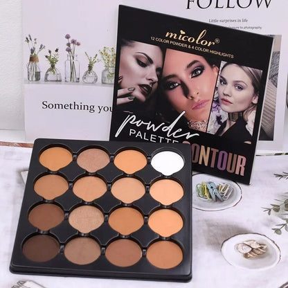 16 Colors Micolor Matte Contour Compact Side Shadow Nose Shadow Makeup Palette Bronzer Powder Face Contour Palette Cosmetiquera