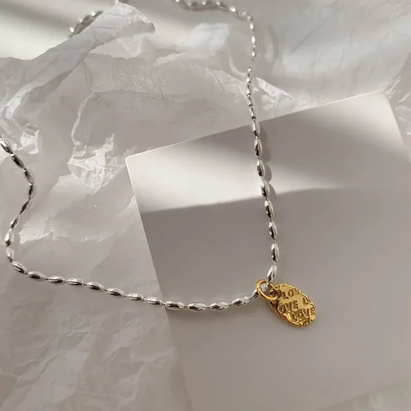 2023 New LOVE Vintage Olive Beads Chian Necklace For Women Girl Clavicle Choker Sexy Fashion Jewelry Gift Party collier