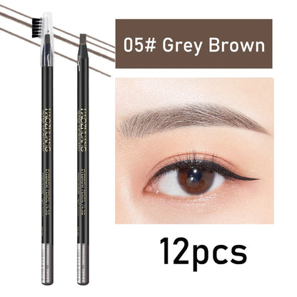HAOZHUANG  8 Colors Pull Line Eyebrow Pencils with Soft Brush Waterproof Long Lasting Permanent Makeup Tattoo Accessories