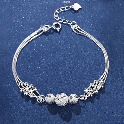Luxury 925 Sterling Silver Bracelet for Woman Vintage Original Lucky Beads Ball Adjustable Bracelets Designer Party JeweleryGift