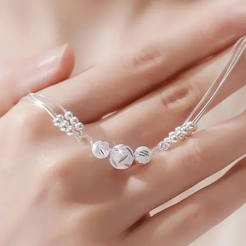 Luxury 925 Sterling Silver Bracelet for Woman Vintage Original Lucky Beads Ball Adjustable Bracelets Designer Party JeweleryGift