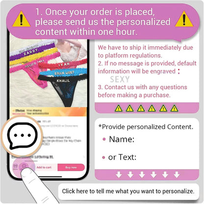 Custom Thong Panties with Name DIY Rhinestone Letter Thongs Sexy Customized Underwear G-String Personalized Bikini Jewelry Gift