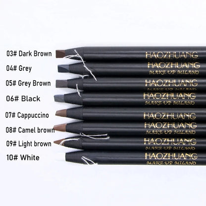 HAOZHUANG  8 Colors Pull Line Eyebrow Pencils with Soft Brush Waterproof Long Lasting Permanent Makeup Tattoo Accessories