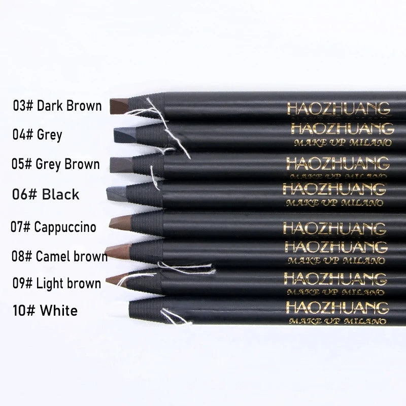 HAOZHUANG  8 Colors Pull Line Eyebrow Pencils with Soft Brush Waterproof Long Lasting Permanent Makeup Tattoo Accessories