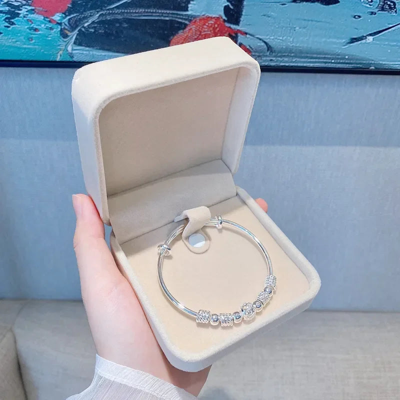 Popular brands 925 Sterling Silver Charm lucky beads Bangles for women bracelets fashion party wedding engagement jewelry