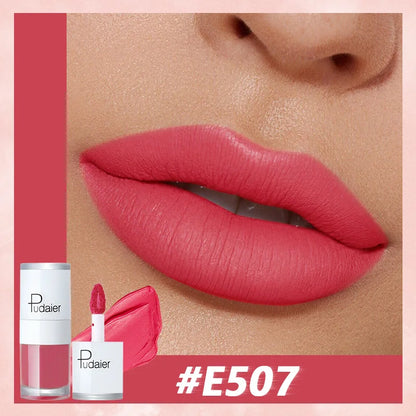 Pudaier Velvet Matte Liquid Lip Gloss Glaze Makeup Waterproof Long Lasting Non-Fade Non-Stick Lipgloss Make-up for Miss Women