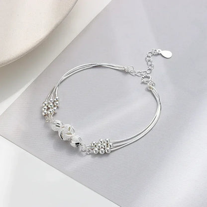 Luxury 925 Sterling Silver Bracelet for Woman Vintage Original Lucky Beads Ball Adjustable Bracelets Designer Party JeweleryGift