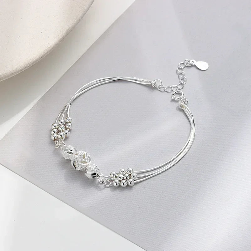 Luxury 925 Sterling Silver Bracelet for Woman Vintage Original Lucky Beads Ball Adjustable Bracelets Designer Party JeweleryGift