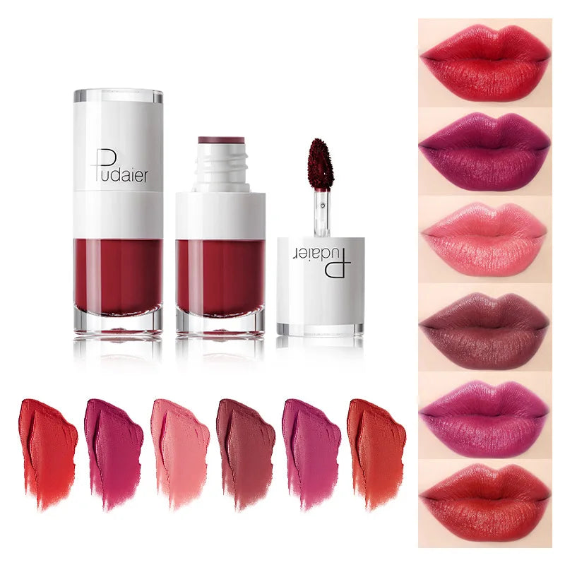 Pudaier Velvet Matte Liquid Lip Gloss Glaze Makeup Waterproof Long Lasting Non-Fade Non-Stick Lipgloss Make-up for Miss Women