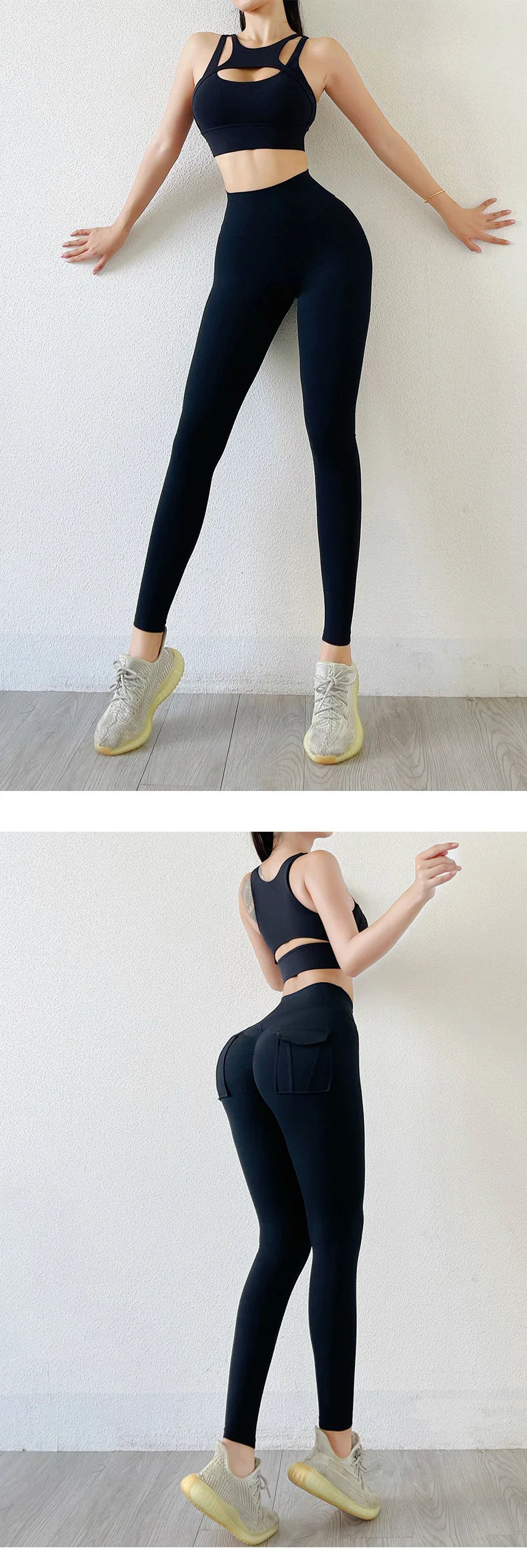 Nylon Leggings Women's Pants Sport Yoga Pants Sexy Tight High Waist Elastic Women's Panties Pocket legging High Workout