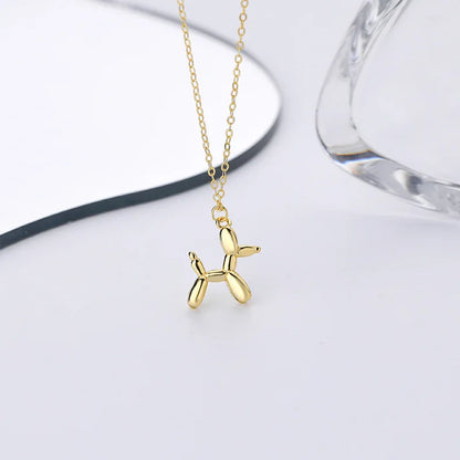 3D Balloon Dog Pendant Necklaces for Women Gold Silver Color Chain Robotic Animal Clavicle Choker Collar Wedding Christmas Gift