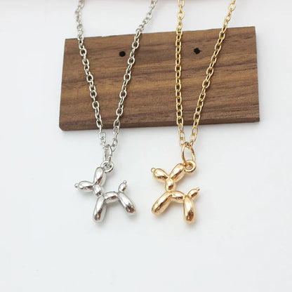3D Balloon Dog Pendant Necklaces for Women Gold Silver Color Chain Robotic Animal Clavicle Choker Collar Wedding Christmas Gift