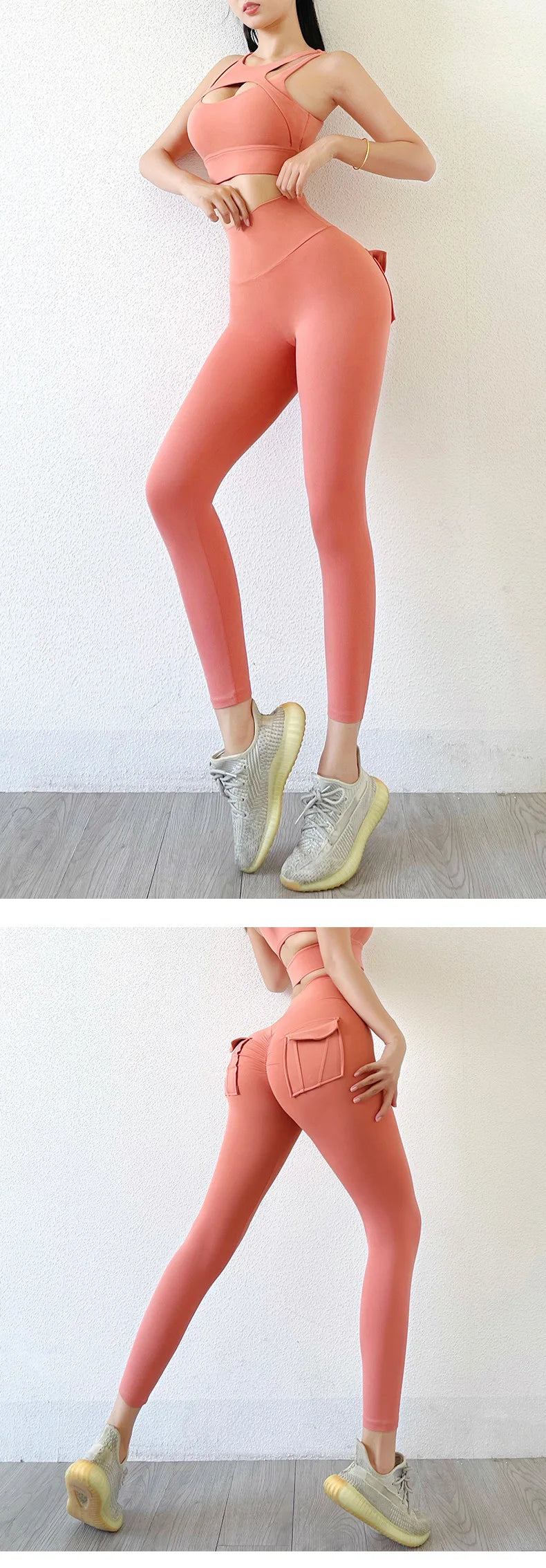 Nylon Leggings Women's Pants Sport Yoga Pants Sexy Tight High Waist Elastic Women's Panties Pocket legging High Workout