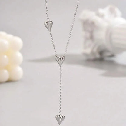 New Fashion Stainless Steel Peach Heart Pendant Y-Shaped Chain Tassel Necklace Women's High Quality Jewelry Party Gift Wholesale