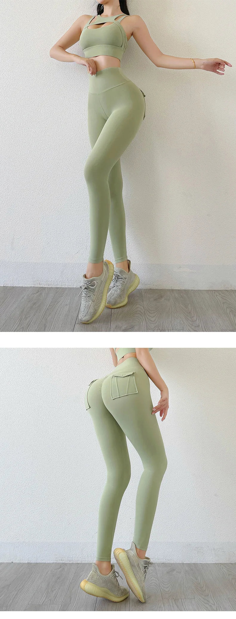 Nylon Leggings Women's Pants Sport Yoga Pants Sexy Tight High Waist Elastic Women's Panties Pocket legging High Workout