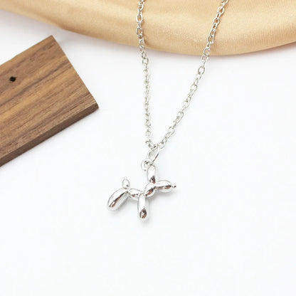 3D Balloon Dog Pendant Necklaces for Women Gold Silver Color Chain Robotic Animal Clavicle Choker Collar Wedding Christmas Gift