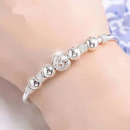 Popular brands 925 Sterling Silver Charm lucky beads Bangles for women bracelets fashion party wedding engagement jewelry