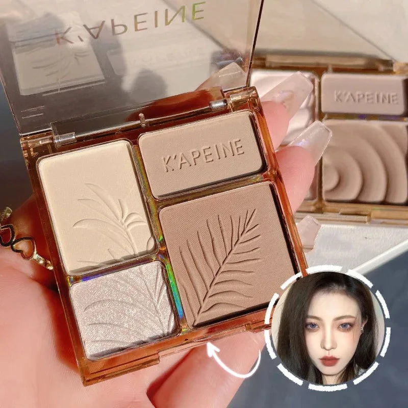 Matte Highlighter Palette Face Shading Grooming Powder Makeup 3D Nose Contouring Glow Brighten Contour Shimmer Powder Cosmetic