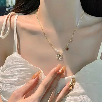 New Fashion Stainless Steel Peach Heart Pendant Y-Shaped Chain Tassel Necklace Women's High Quality Jewelry Party Gift Wholesale