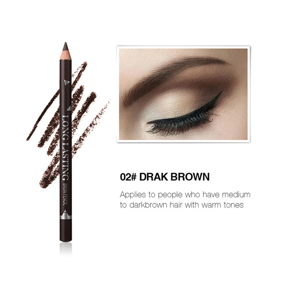 2pcs MENOW 3 colors Long Lasting Waterproof  Eyebrow Pencils Double Use Wooden Pole Eyeliner Permanent Makeup Tattoo Accessories
