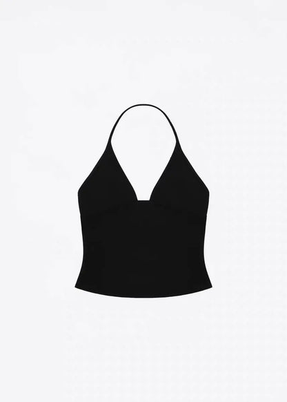 tank summer triangular cup neck hanging V-neck vest, same as Hailey's suspender, Dip halter, low cut, backless top women