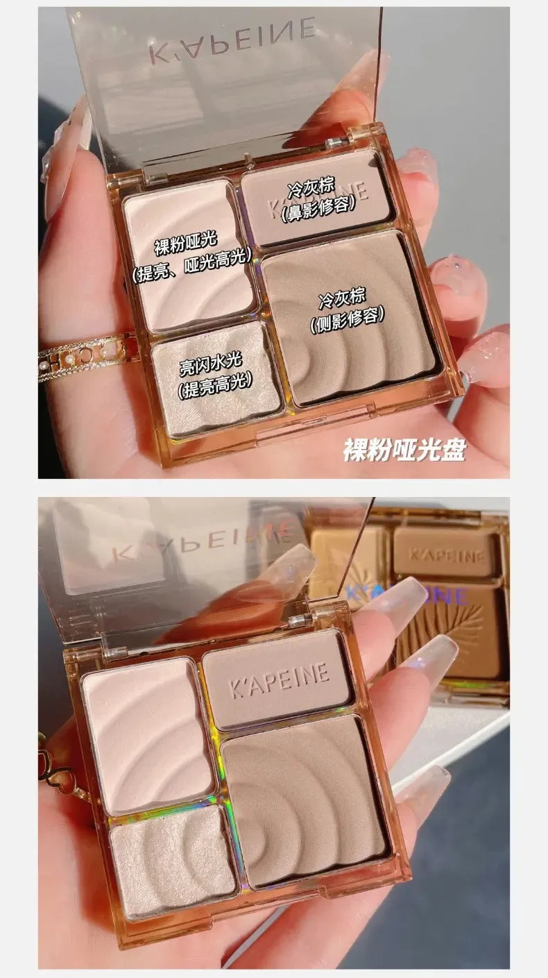 Matte Highlighter Palette Face Shading Grooming Powder Makeup 3D Nose Contouring Glow Brighten Contour Shimmer Powder Cosmetic