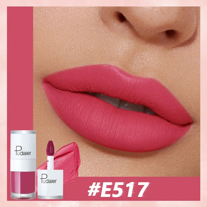 Pudaier Velvet Matte Liquid Lip Gloss Glaze Makeup Waterproof Long Lasting Non-Fade Non-Stick Lipgloss Make-up for Miss Women