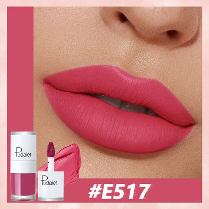 Pudaier Velvet Matte Liquid Lip Gloss Glaze Makeup Waterproof Long Lasting Non-Fade Non-Stick Lipgloss Make-up for Miss Women