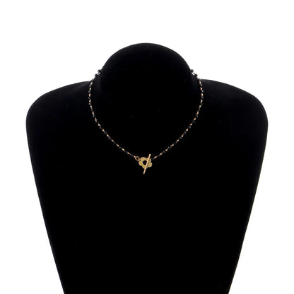 2022 New Fashion Luxury Black Crystal Glass Bead Chain Choker Necklace For Women Flower Lariat Lock Collar Necklace Gifts