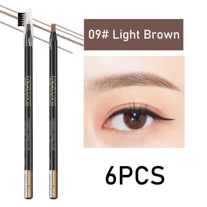 HAOZHUANG  8 Colors Pull Line Eyebrow Pencils with Soft Brush Waterproof Long Lasting Permanent Makeup Tattoo Accessories