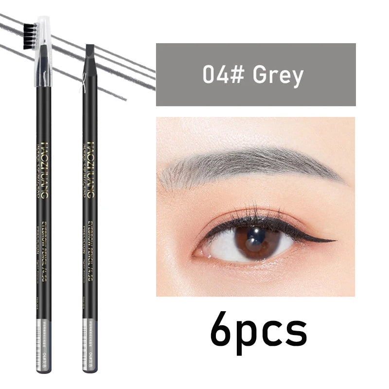 HAOZHUANG  8 Colors Pull Line Eyebrow Pencils with Soft Brush Waterproof Long Lasting Permanent Makeup Tattoo Accessories