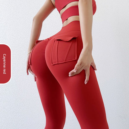 Yoga Clothes Suit Women's Sexy Fashion Gather Shockproof Brushed Classy Internet Celebrity Peach Hip Tight High Waist Fitness Pants