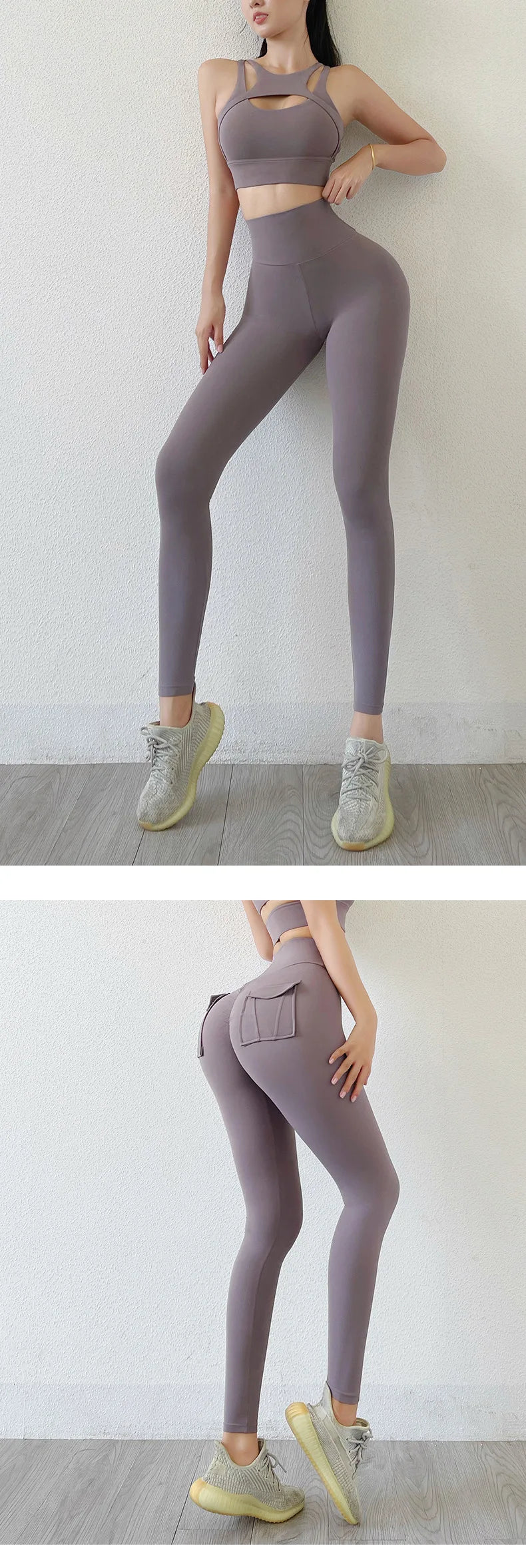 Nylon Leggings Women's Pants Sport Yoga Pants Sexy Tight High Waist Elastic Women's Panties Pocket legging High Workout