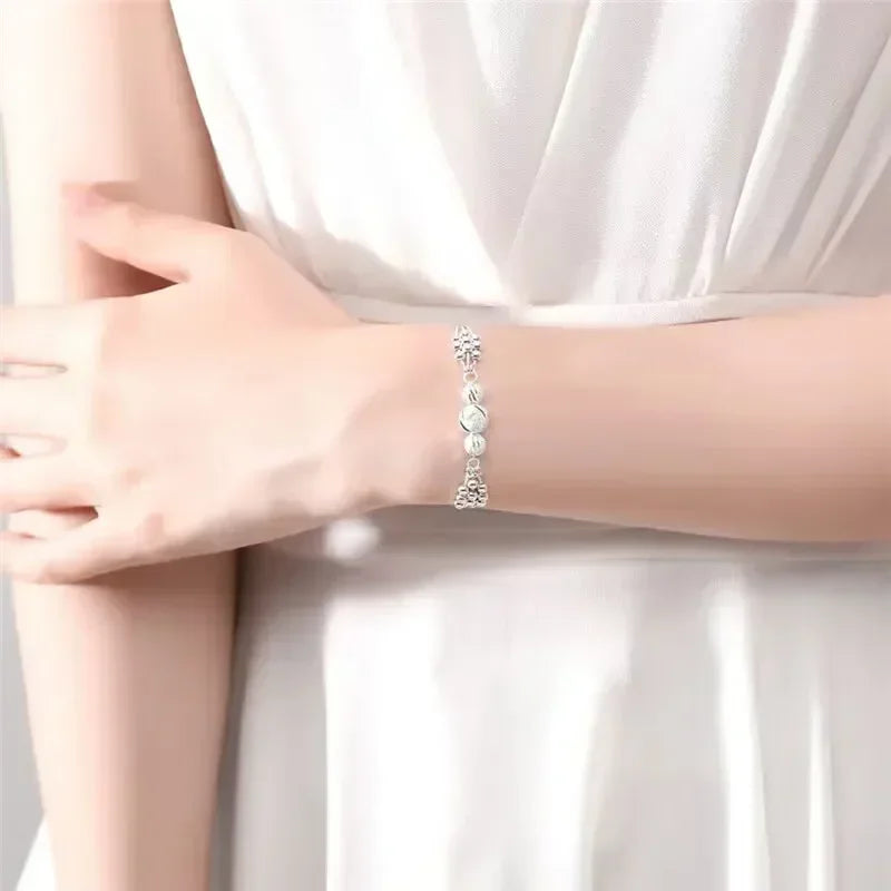 Luxury 925 Sterling Silver Bracelet for Woman Vintage Original Lucky Beads Ball Adjustable Bracelets Designer Party JeweleryGift