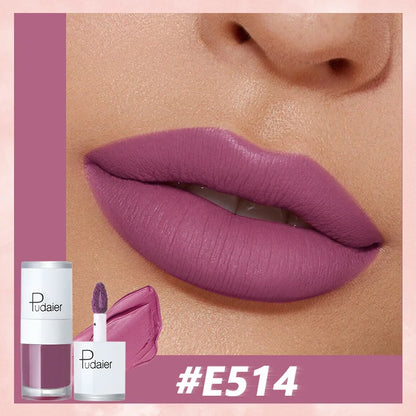 Pudaier Velvet Matte Liquid Lip Gloss Glaze Makeup Waterproof Long Lasting Non-Fade Non-Stick Lipgloss Make-up for Miss Women