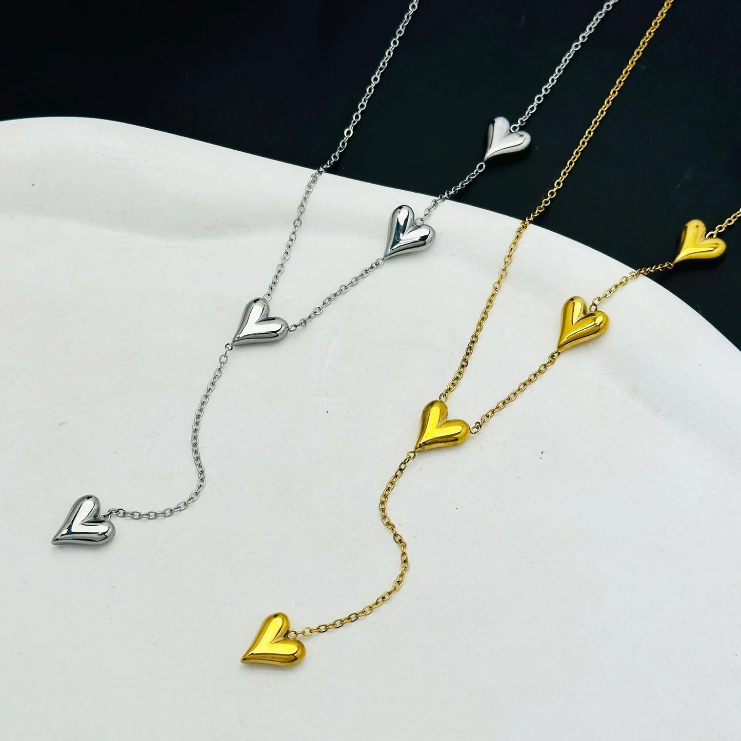 New Fashion Stainless Steel Peach Heart Pendant Y-Shaped Chain Tassel Necklace Women's High Quality Jewelry Party Gift Wholesale