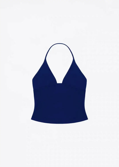 tank summer triangular cup neck hanging V-neck vest, same as Hailey's suspender, Dip halter, low cut, backless top women