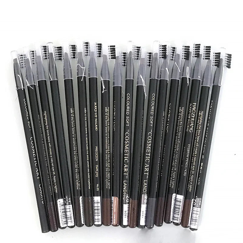 HAOZHUANG  8 Colors Pull Line Eyebrow Pencils with Soft Brush Waterproof Long Lasting Permanent Makeup Tattoo Accessories