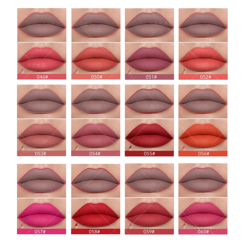 12 color Wood Lip Liner Pencil Long Lasting waterproof Matte Red Lip Pencil Lipstick Pencil Permanent Makeup Tattoo Accessories
