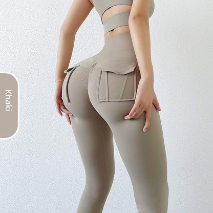 Yoga Clothes Suit Women's Sexy Fashion Gather Shockproof Brushed Classy Internet Celebrity Peach Hip Tight High Waist Fitness Pants