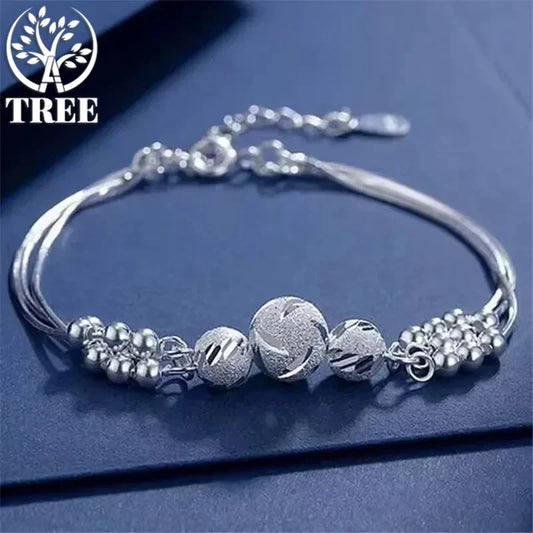 Luxury 925 Sterling Silver Bracelet for Woman Vintage Original Lucky Beads Ball Adjustable Bracelets Designer Party JeweleryGift