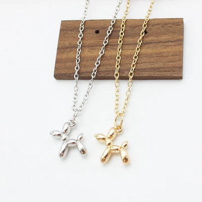 3D Balloon Dog Pendant Necklaces for Women Gold Silver Color Chain Robotic Animal Clavicle Choker Collar Wedding Christmas Gift