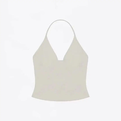 tank summer triangular cup neck hanging V-neck vest, same as Hailey's suspender, Dip halter, low cut, backless top women