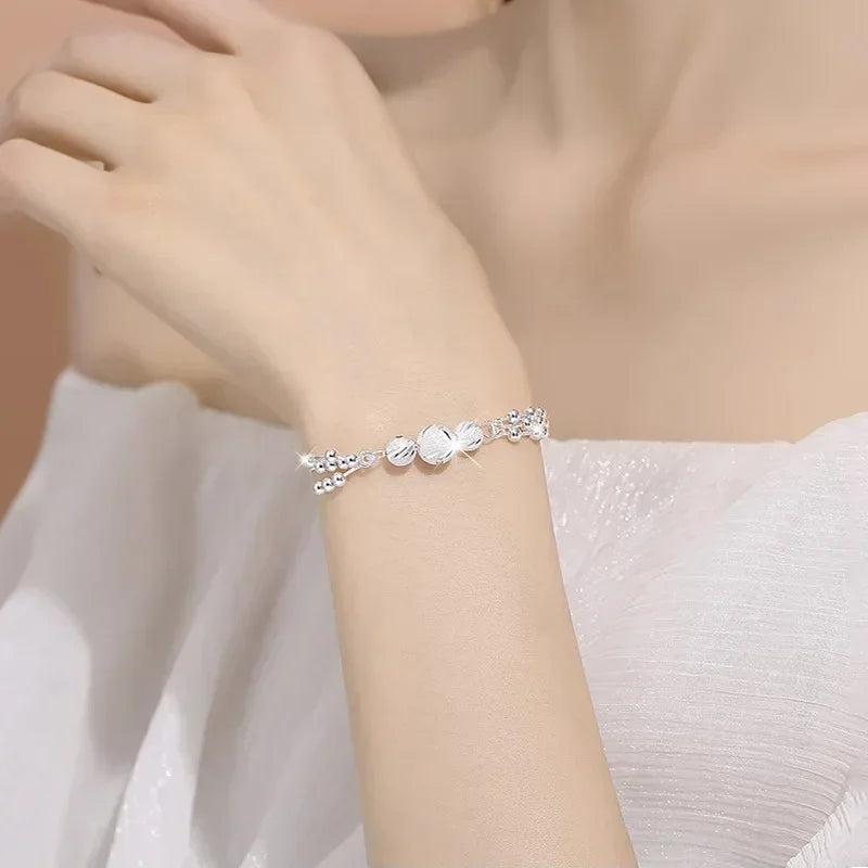 Luxury 925 Sterling Silver Bracelet for Woman Vintage Original Lucky Beads Ball Adjustable Bracelets Designer Party JeweleryGift