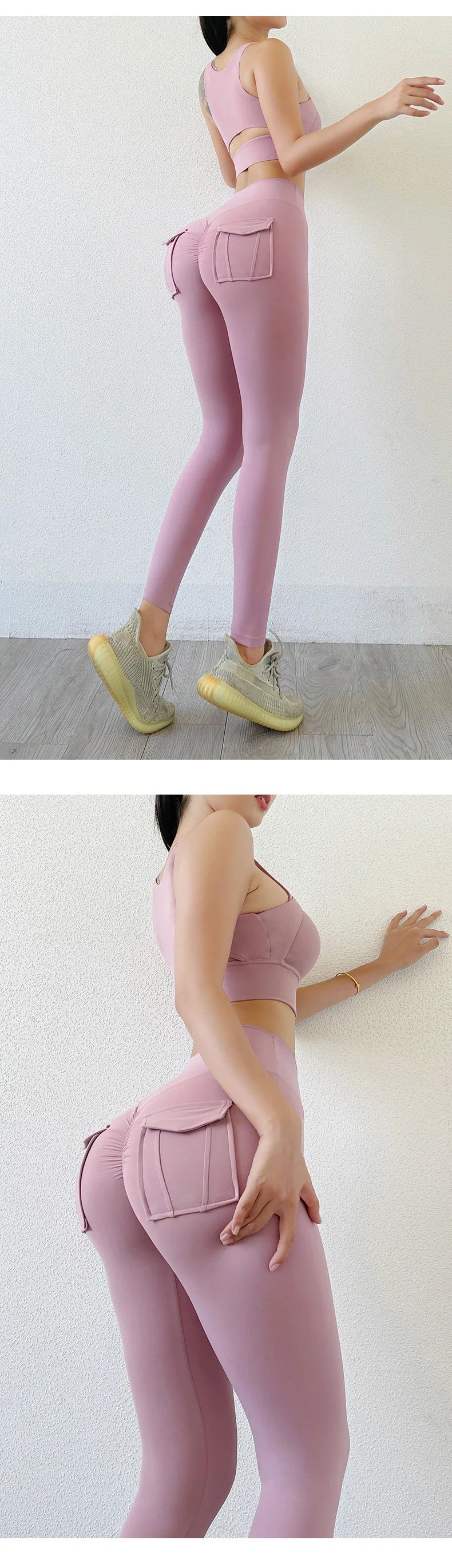 Nylon Leggings Women's Pants Sport Yoga Pants Sexy Tight High Waist Elastic Women's Panties Pocket legging High Workout